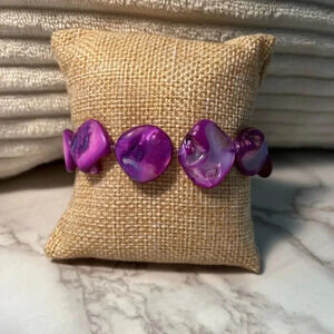 Purple Stone/Shell Bracelet Boho/Beachy Vibe Made in Bali